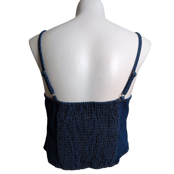 Denim Bustier Corset Crop Top XXL Y2K Boho Festival Grunge Indie Sleaze Western - Picture 3 of 6
